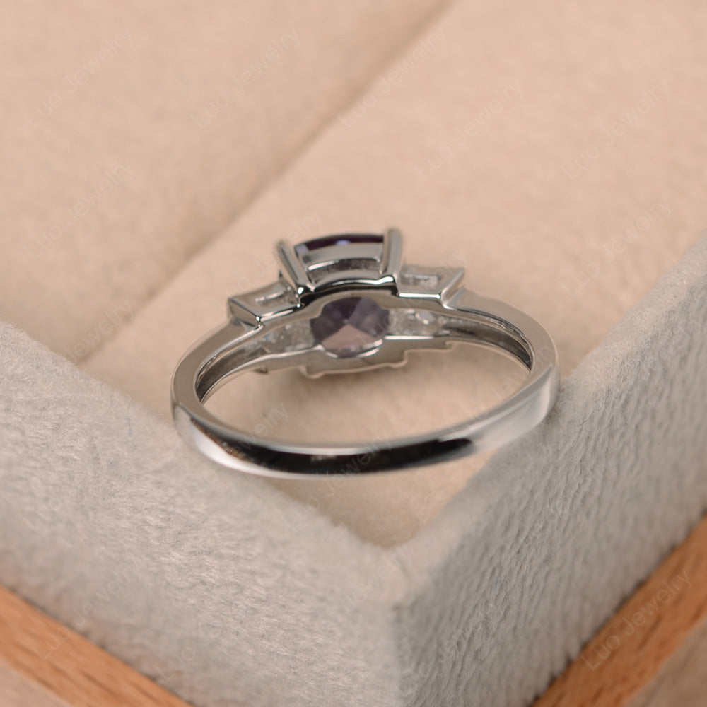 Cushion Cut Alexandrite Promise Ring Art Deco - LUO Jewelry