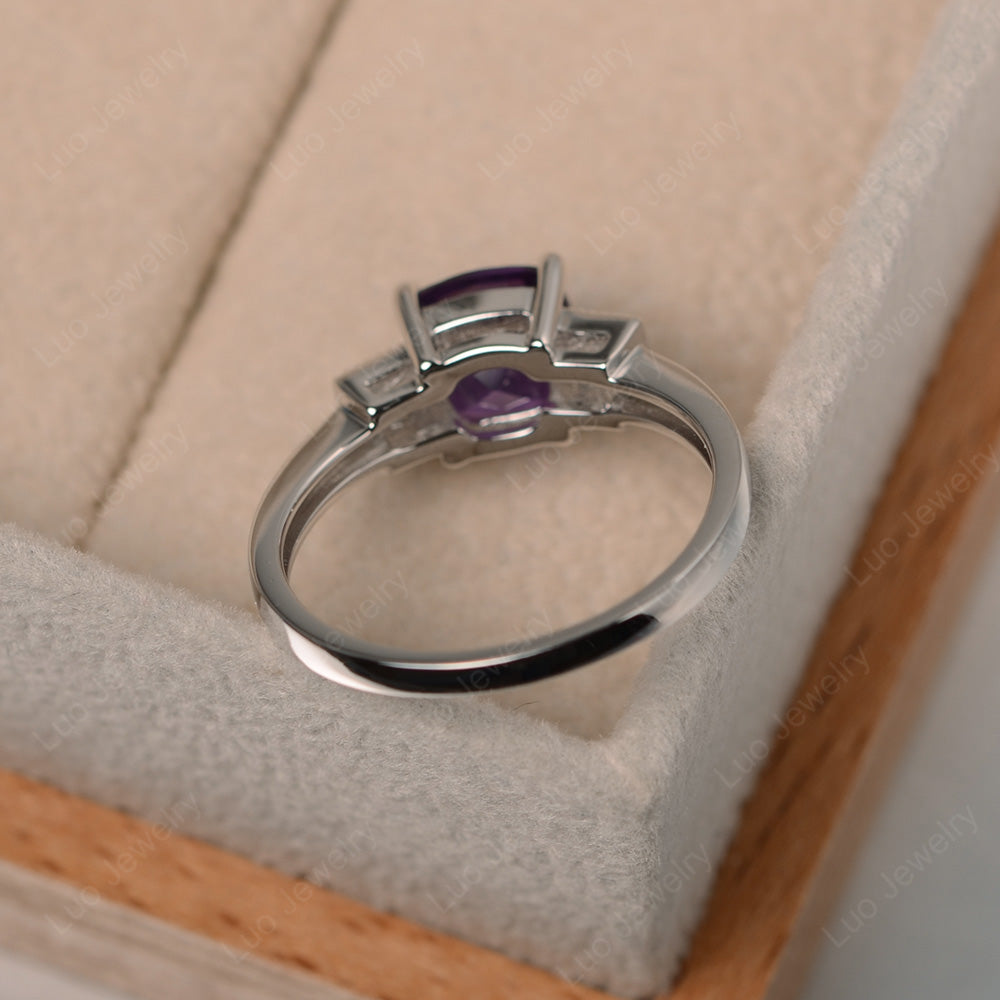 Cushion Cut Amethyst Promise Ring Art Deco - LUO Jewelry