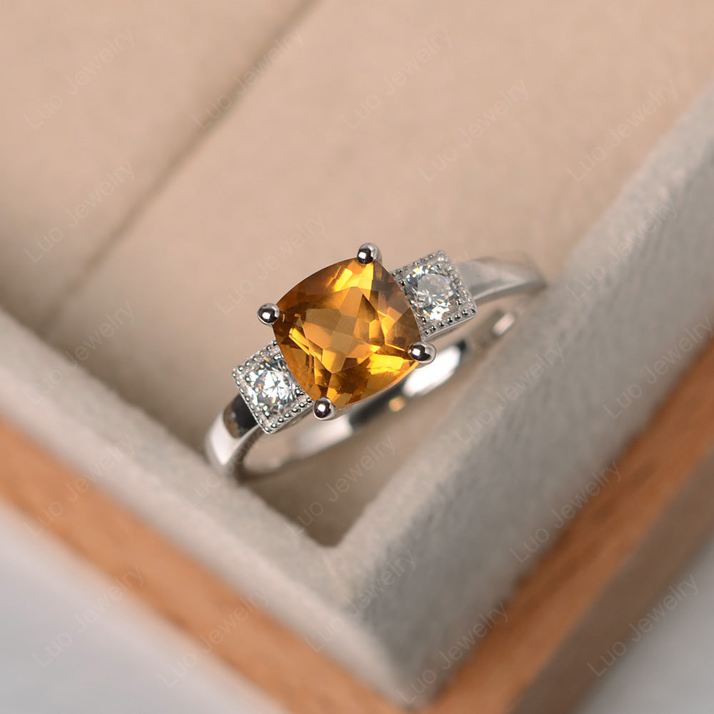 Cushion Cut Citrine Ring - LUO Jewelry