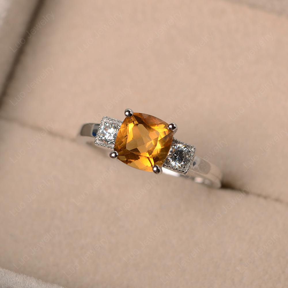 Cushion Cut Citrine Ring - LUO Jewelry