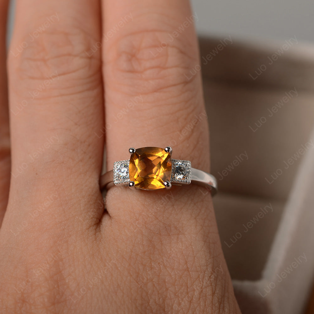 Cushion Cut Citrine Ring - LUO Jewelry