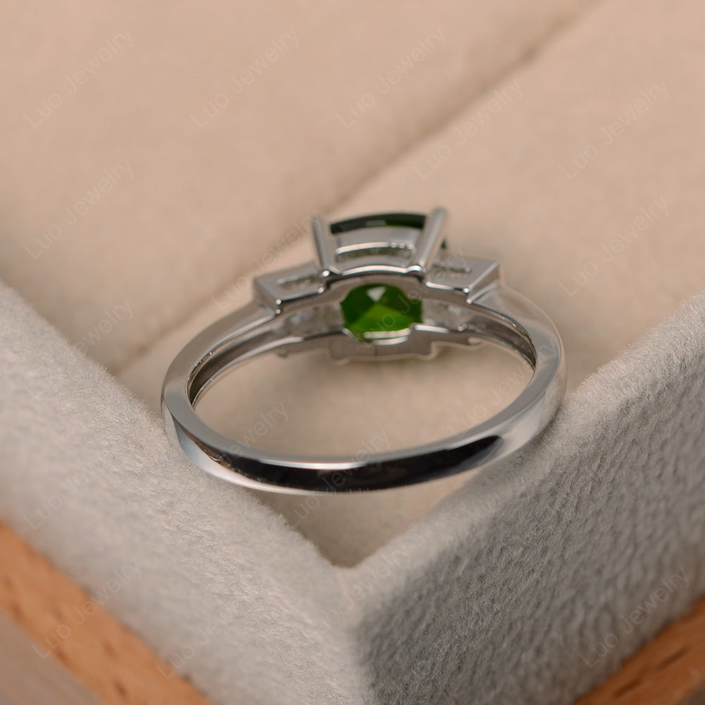 Cushion Cut Diopside Promise Ring Art Deco - LUO Jewelry