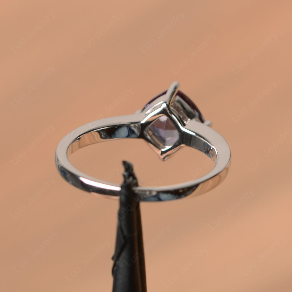 Kite Set Cushion Cut Alexandrite Solitaire Ring - LUO Jewelry