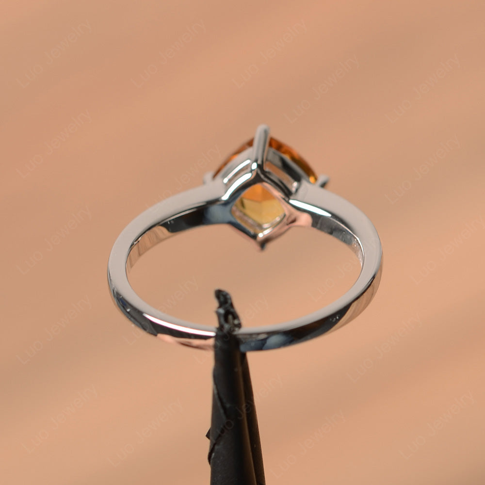 Kite Set Cushion Cut Citrine Solitaire Ring - LUO Jewelry