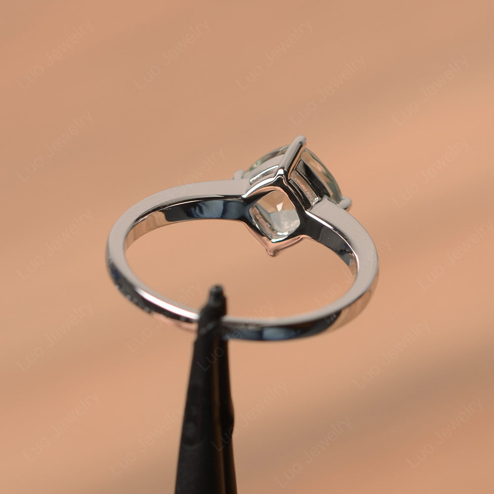 Kite Set Cushion Cut Green Amethyst Solitaire Ring - LUO Jewelry