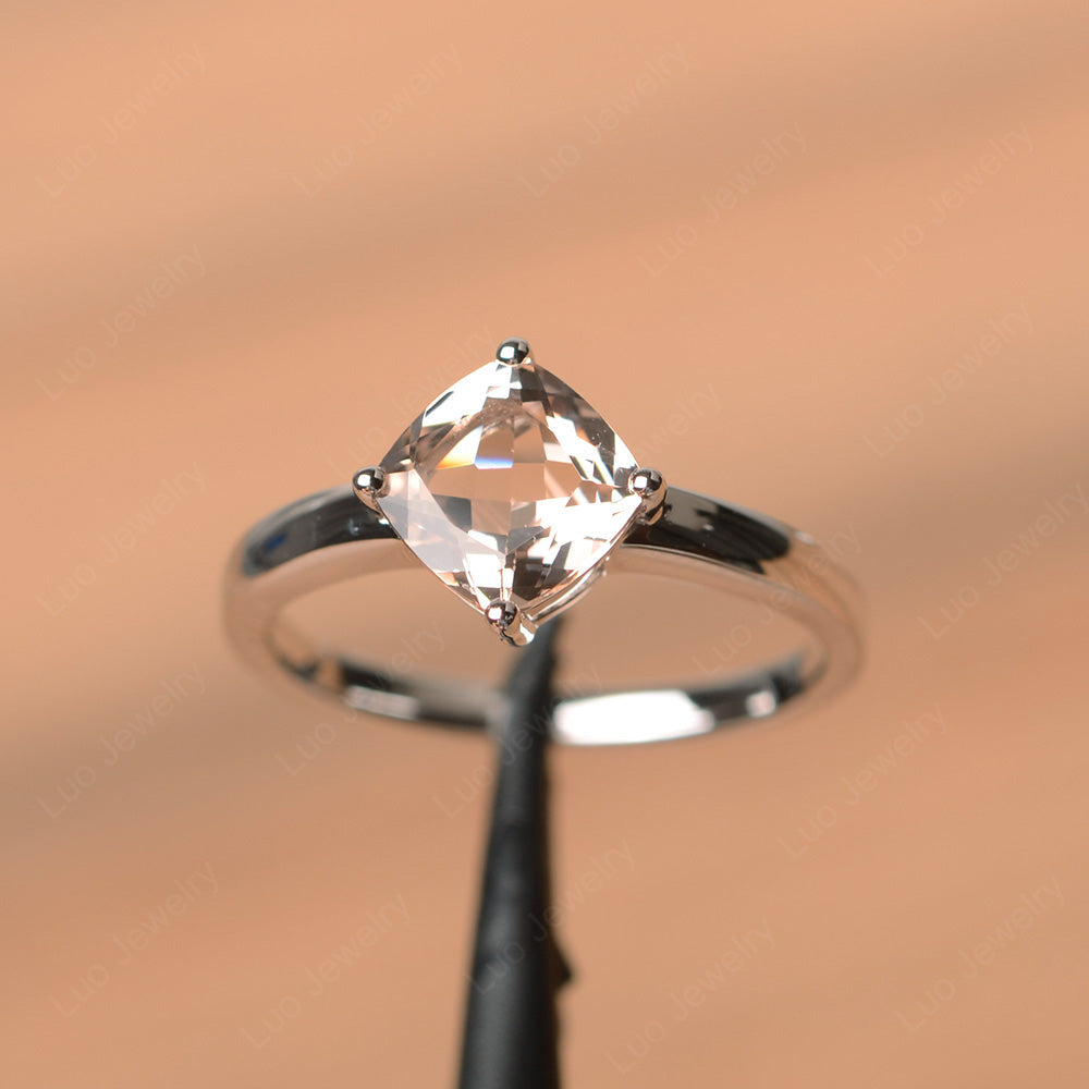 Kite Set Cushion Cut Morganite Solitaire Ring - LUO Jewelry