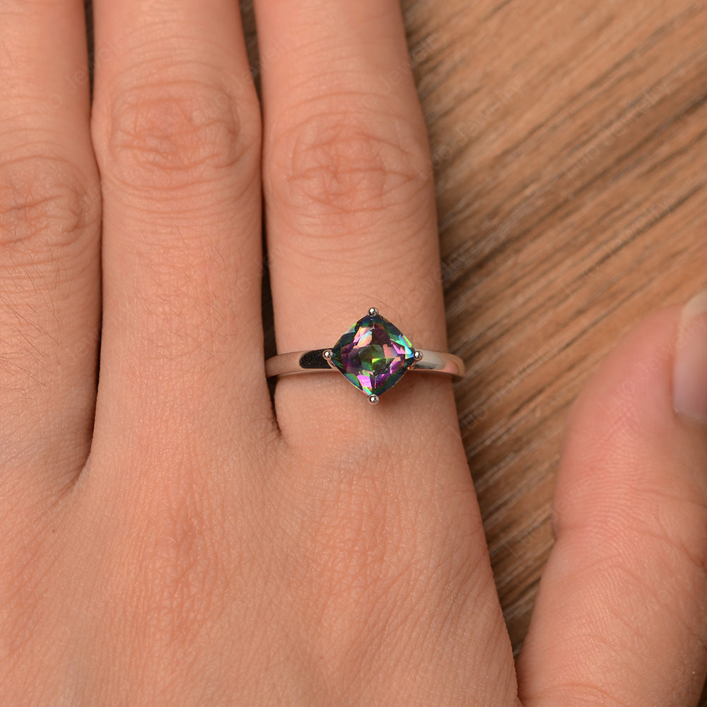 Kite Set Cushion Cut Mystic Topaz Solitaire Ring - LUO Jewelry