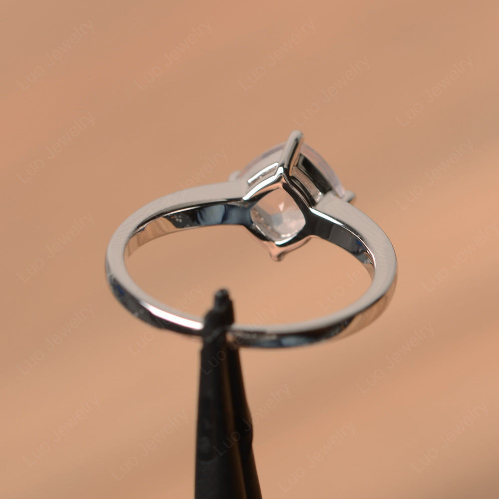 Kite Set Cushion Cut Rose Quartz Solitaire Ring - LUO Jewelry