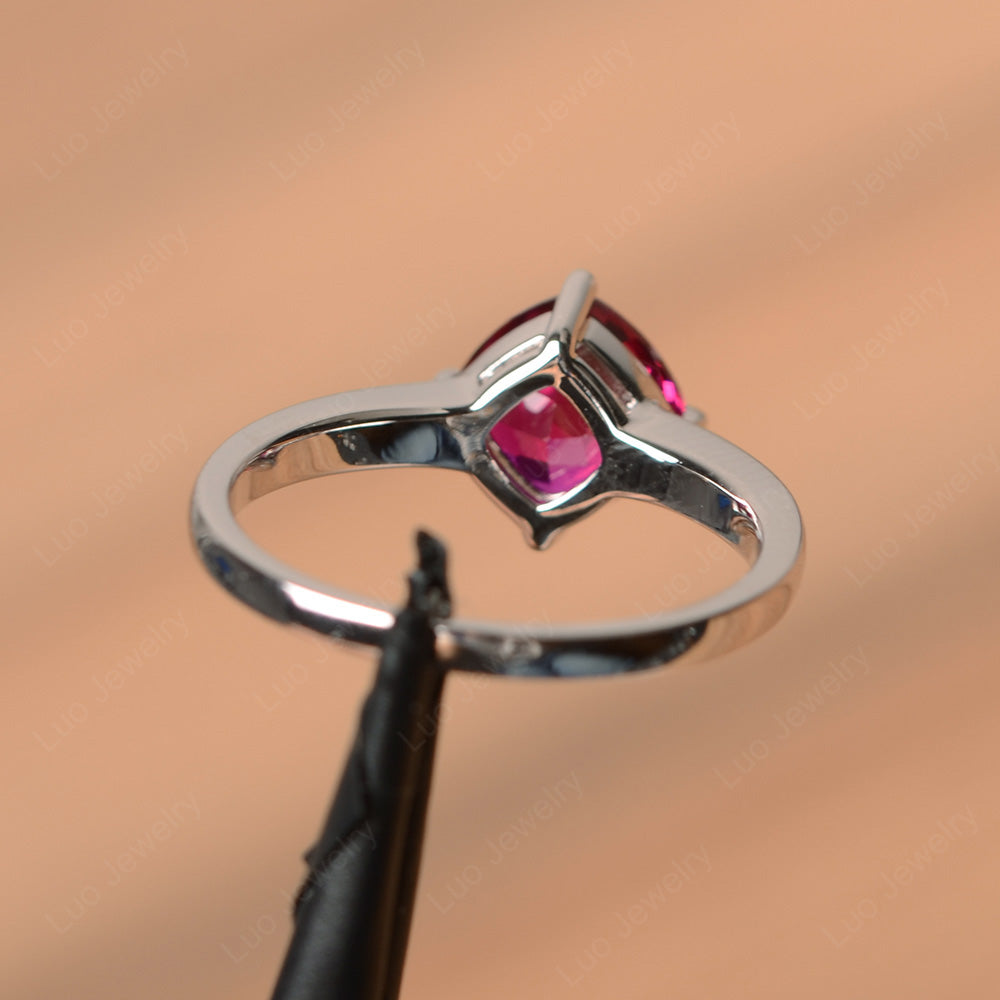 Kite Set Cushion Cut Ruby Solitaire Ring - LUO Jewelry