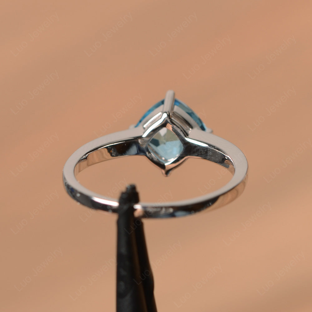 Kite Set Cushion Cut Swiss Blue Topaz Solitaire Ring - LUO Jewelry