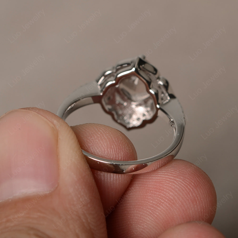 Morganite Ring Cushion Cut Kite Set White Gold - LUO Jewelry