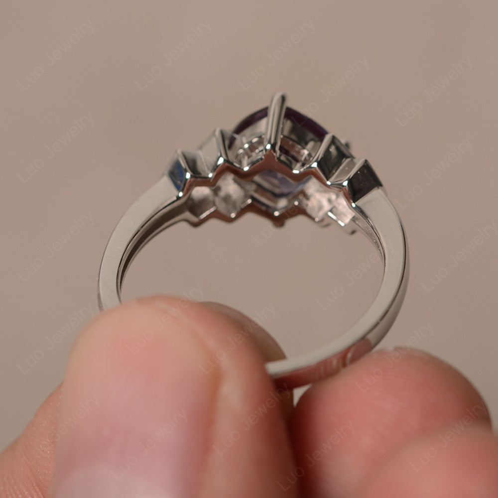 Cushion Cut Alexandrite Ring Kite Set Rose Gold - LUO Jewelry