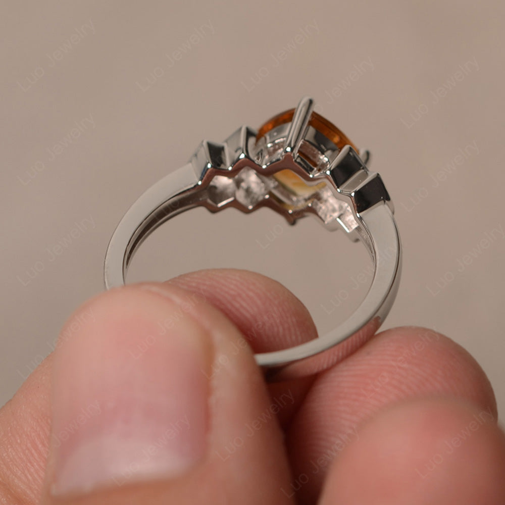 Cushion Cut Citrine Ring Kite Set Rose Gold - LUO Jewelry