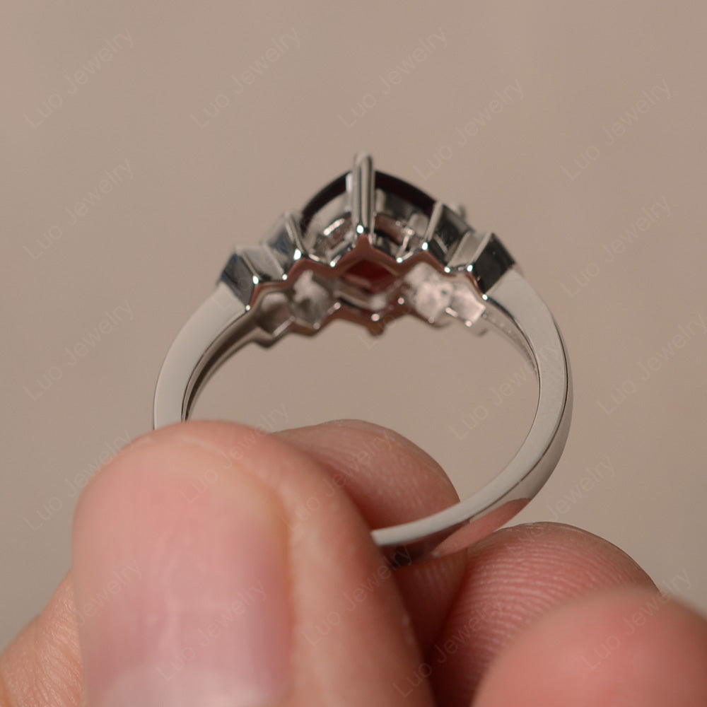 Cushion Cut Garnet Ring Kite Set Rose Gold - LUO Jewelry