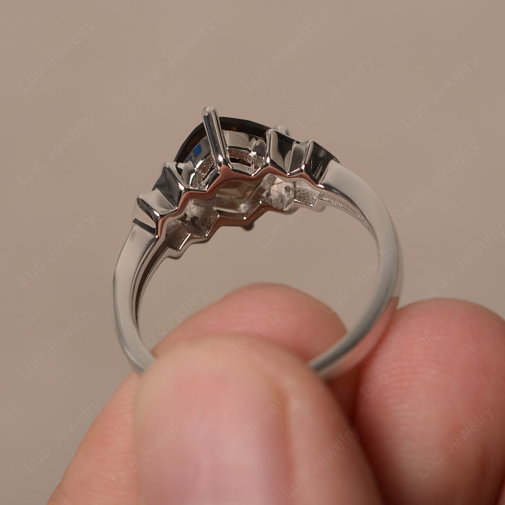 Cushion Cut Smoky Quartz  Ring Kite Set Rose Gold - LUO Jewelry