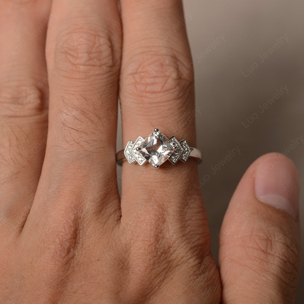 Cushion Cut White Topaz Ring Kite Set Rose Gold - LUO Jewelry