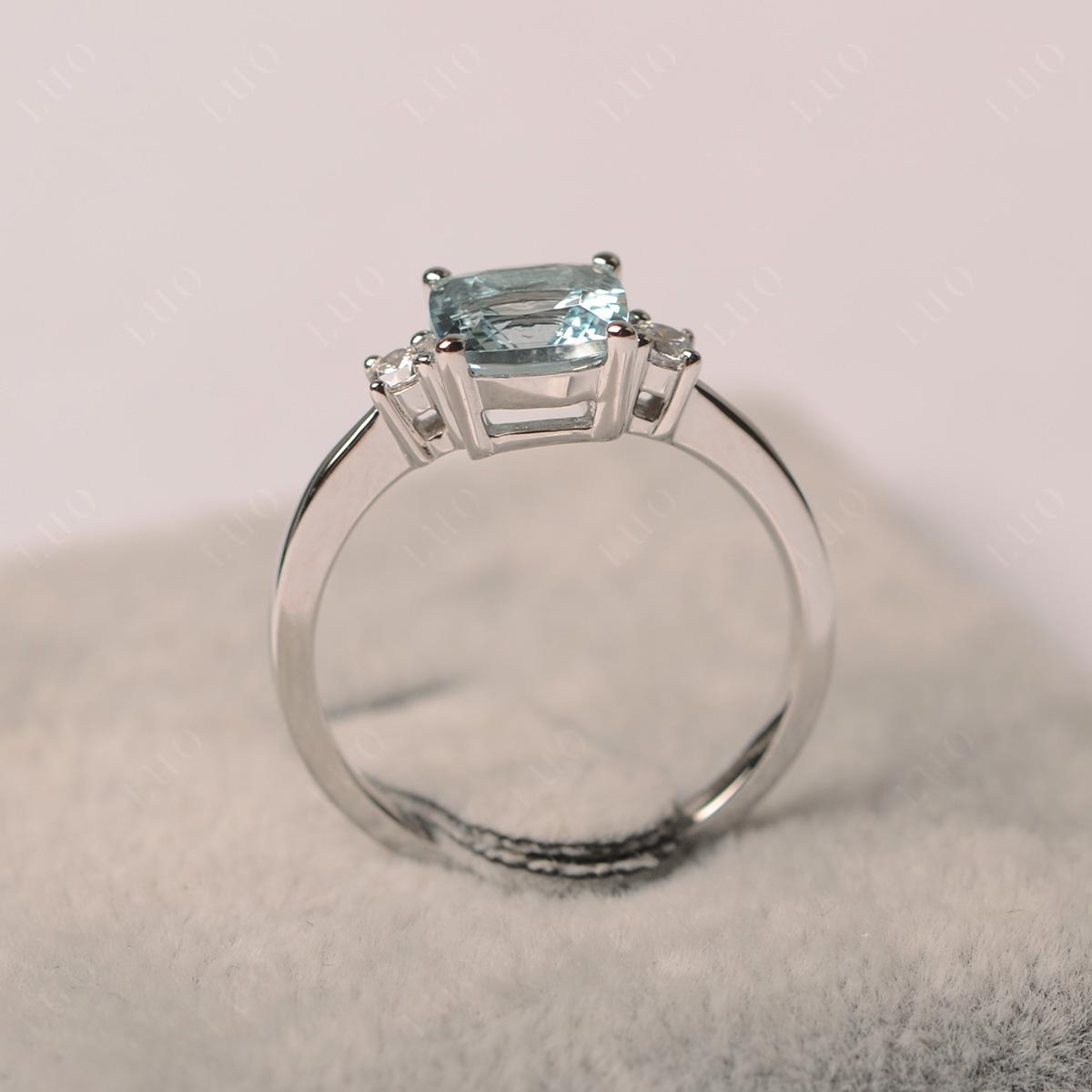 Cushion Cut Aquamarine Trilogy Ring - LUO Jewelry