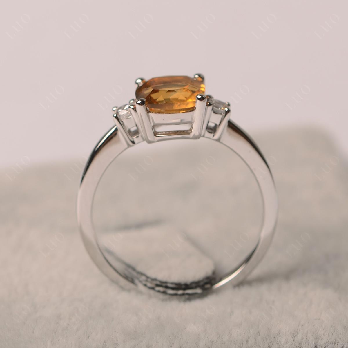 Cushion Cut Citrine Trilogy Ring - LUO Jewelry