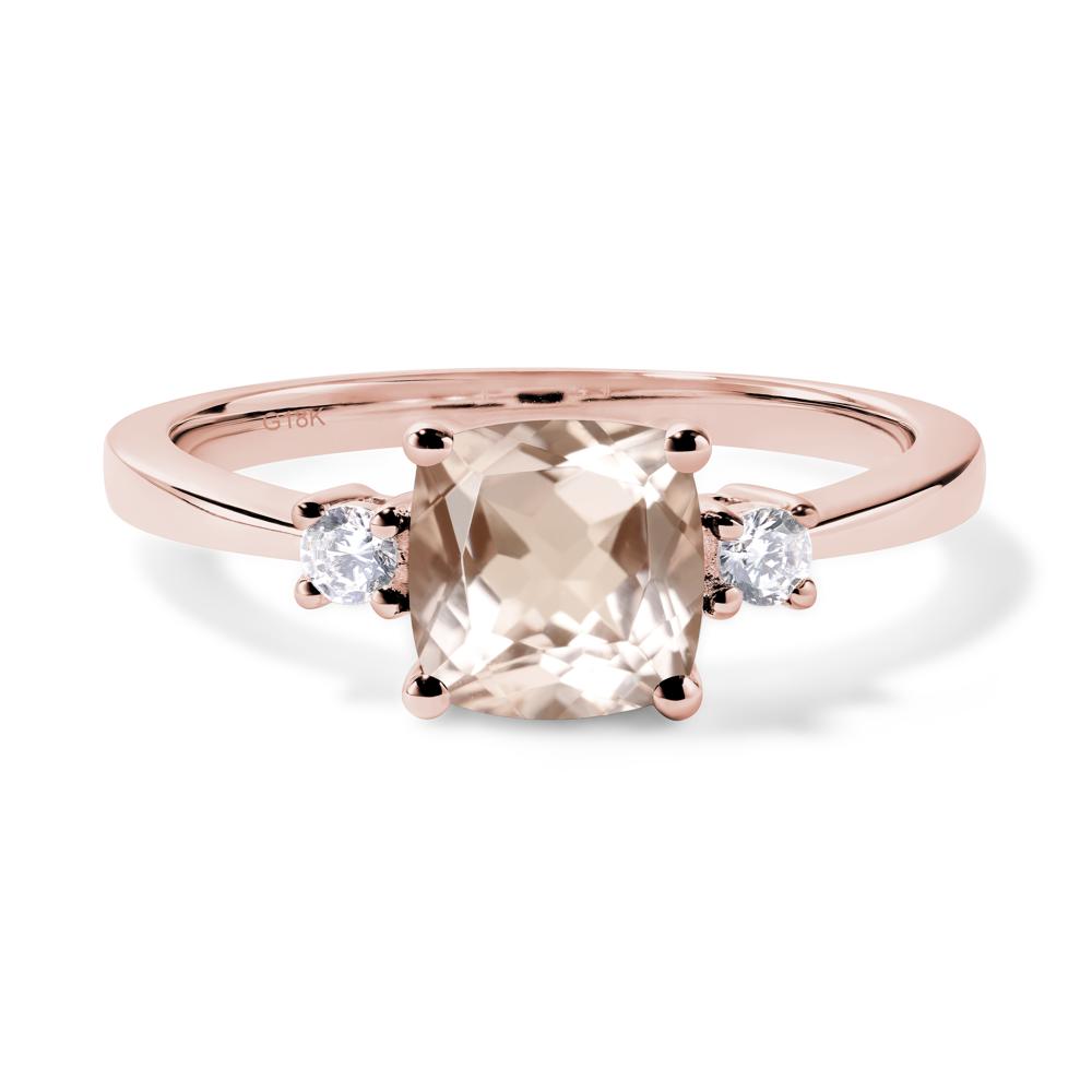 Cushion Cut Morganite Trilogy Ring - LUO Jewelry #metal_18k rose gold