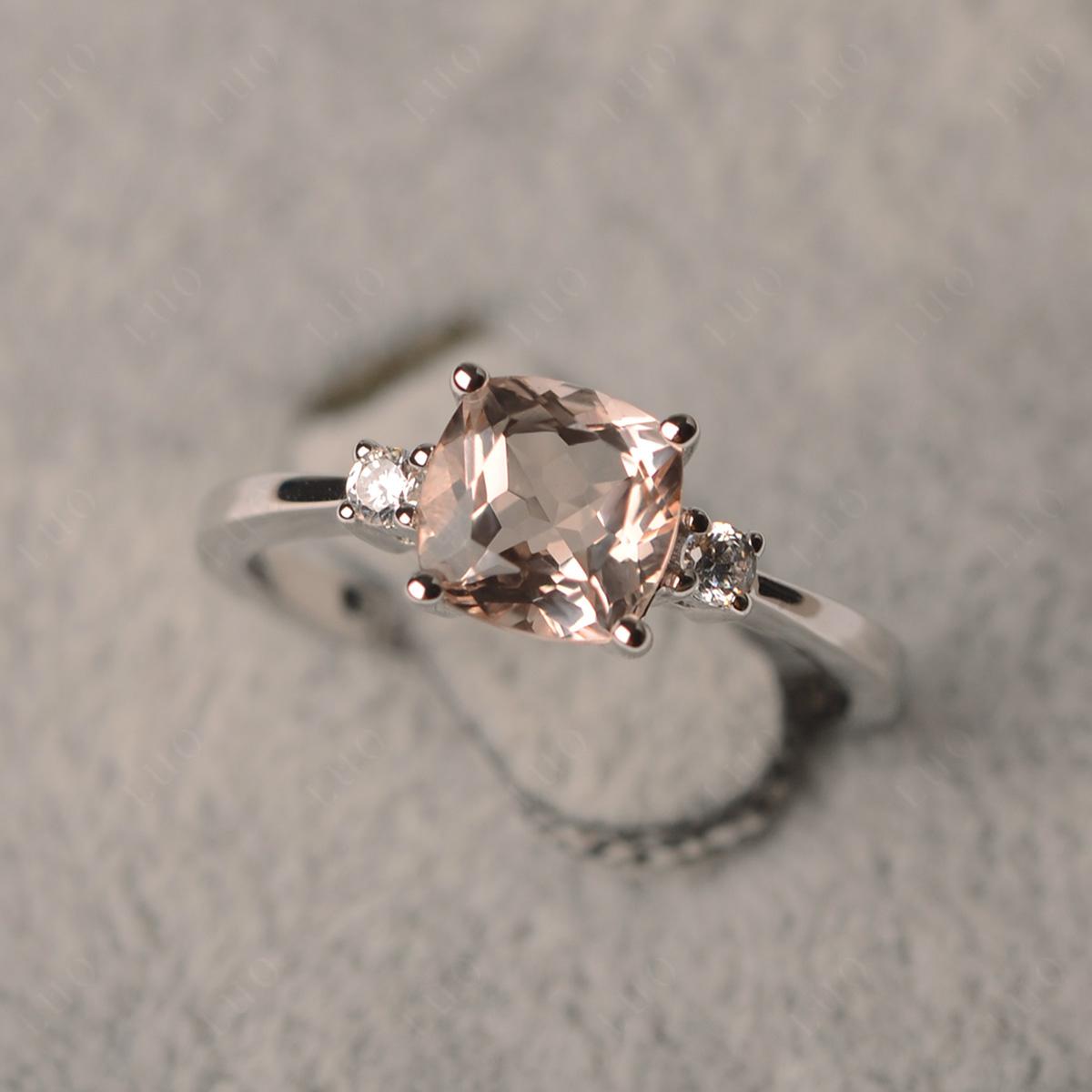 Cushion Cut Morganite Trilogy Ring - LUO Jewelry