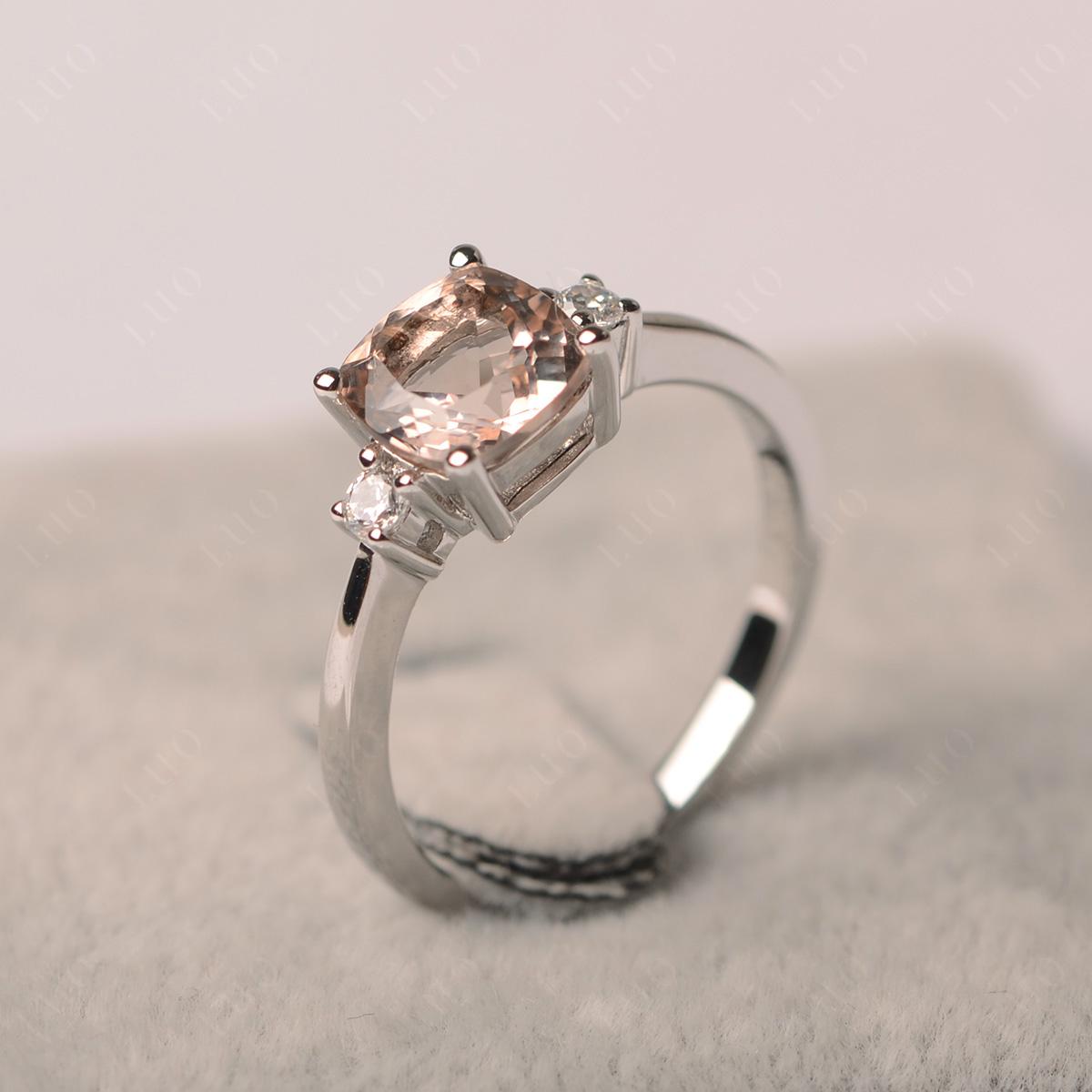 Cushion Cut Morganite Trilogy Ring - LUO Jewelry