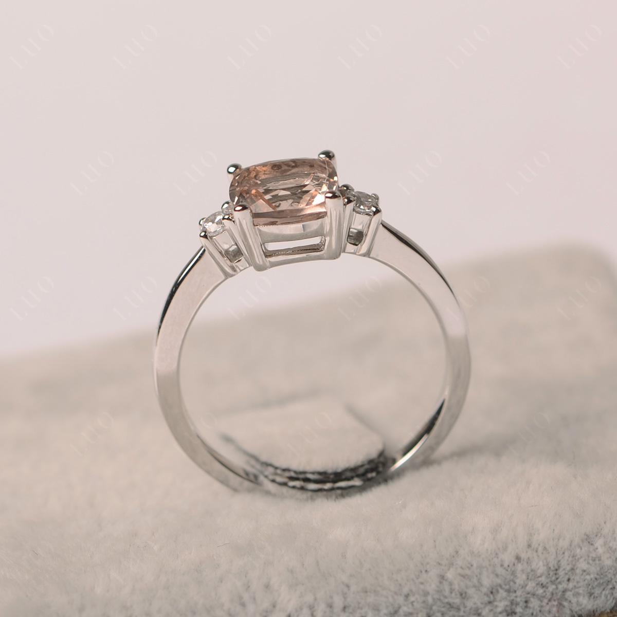 Cushion Cut Morganite Trilogy Ring - LUO Jewelry