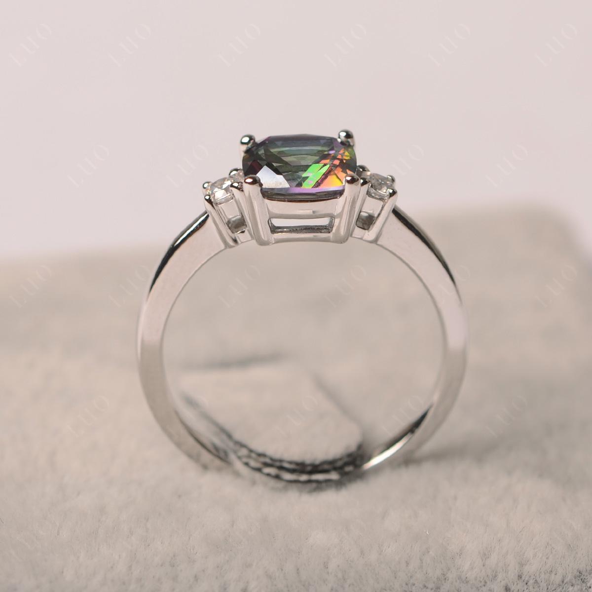 Cushion Cut Mystic Topaz Trilogy Ring - LUO Jewelry