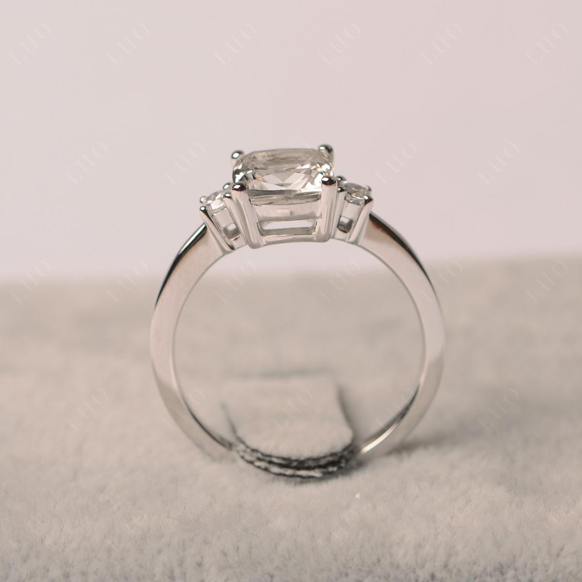Cushion Cut White Topaz Trilogy Ring - LUO Jewelry