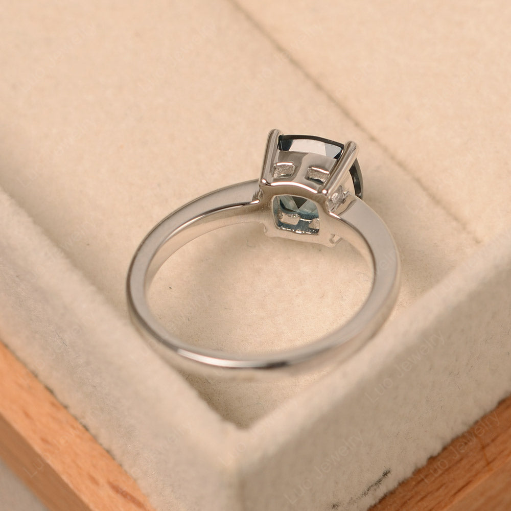 Cushion Cut London Blue Topaz Solitaire Ring Rose Gold - LUO Jewelry