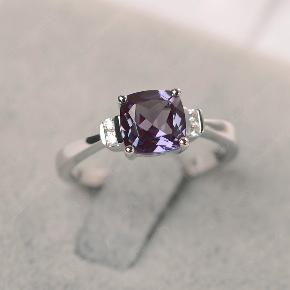 Alexandrite Cushion Cut Engagement Ring - LUO Jewelry