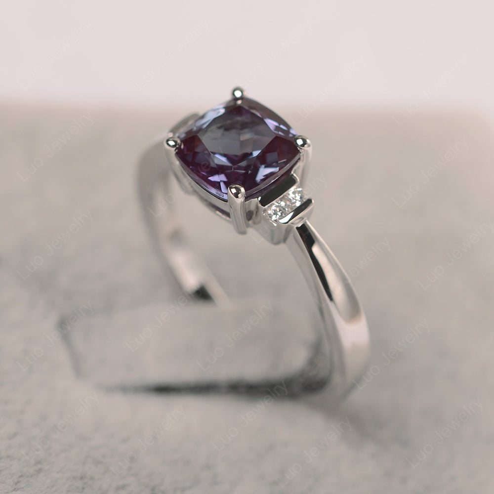 Alexandrite Cushion Cut Engagement Ring - LUO Jewelry