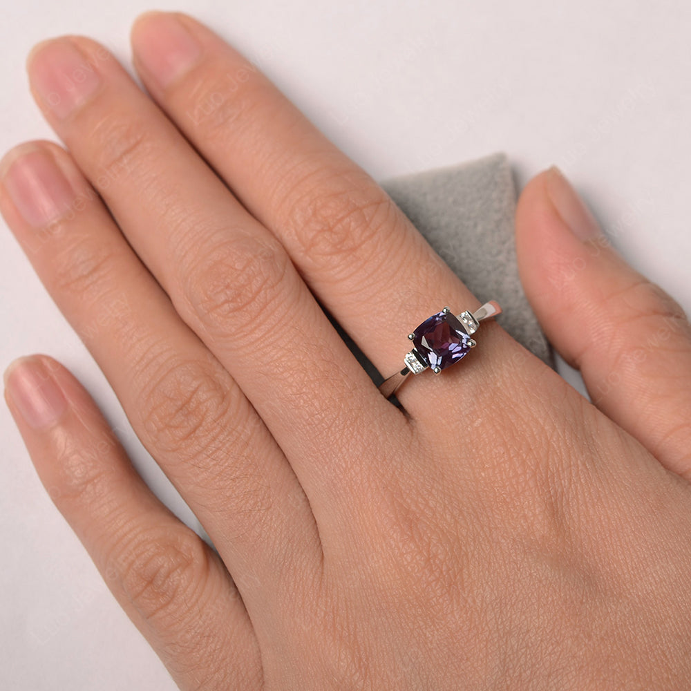 Alexandrite Cushion Cut Engagement Ring - LUO Jewelry