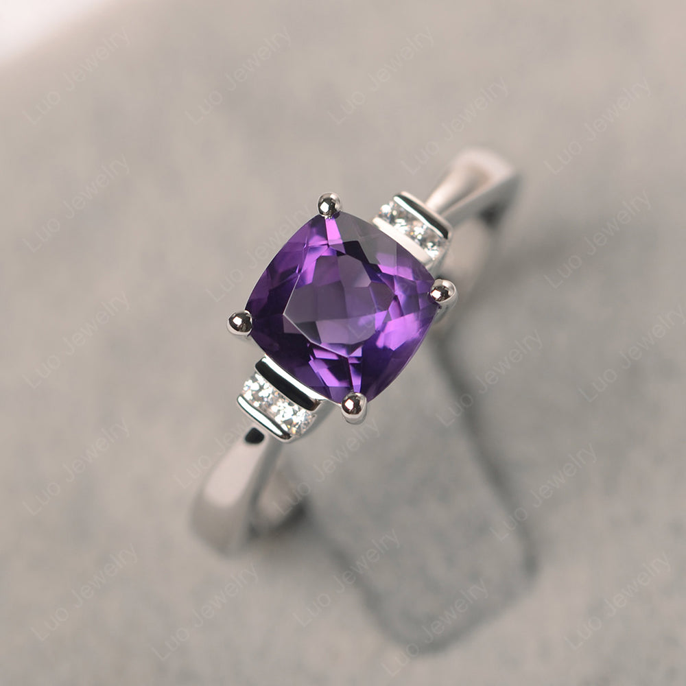 Amethyst Cushion Cut Engagement Ring - LUO Jewelry