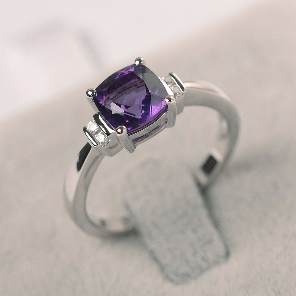Amethyst Cushion Cut Engagement Ring - LUO Jewelry