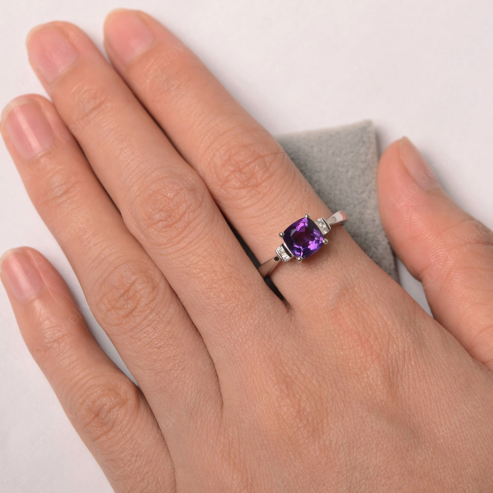 Amethyst Cushion Cut Engagement Ring - LUO Jewelry