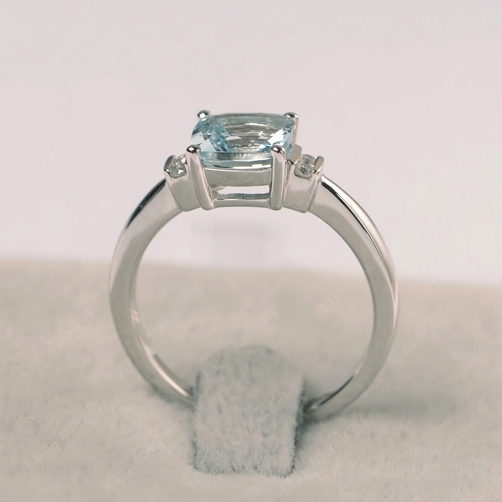 Aquamarine Cushion Cut Engagement Ring - LUO Jewelry