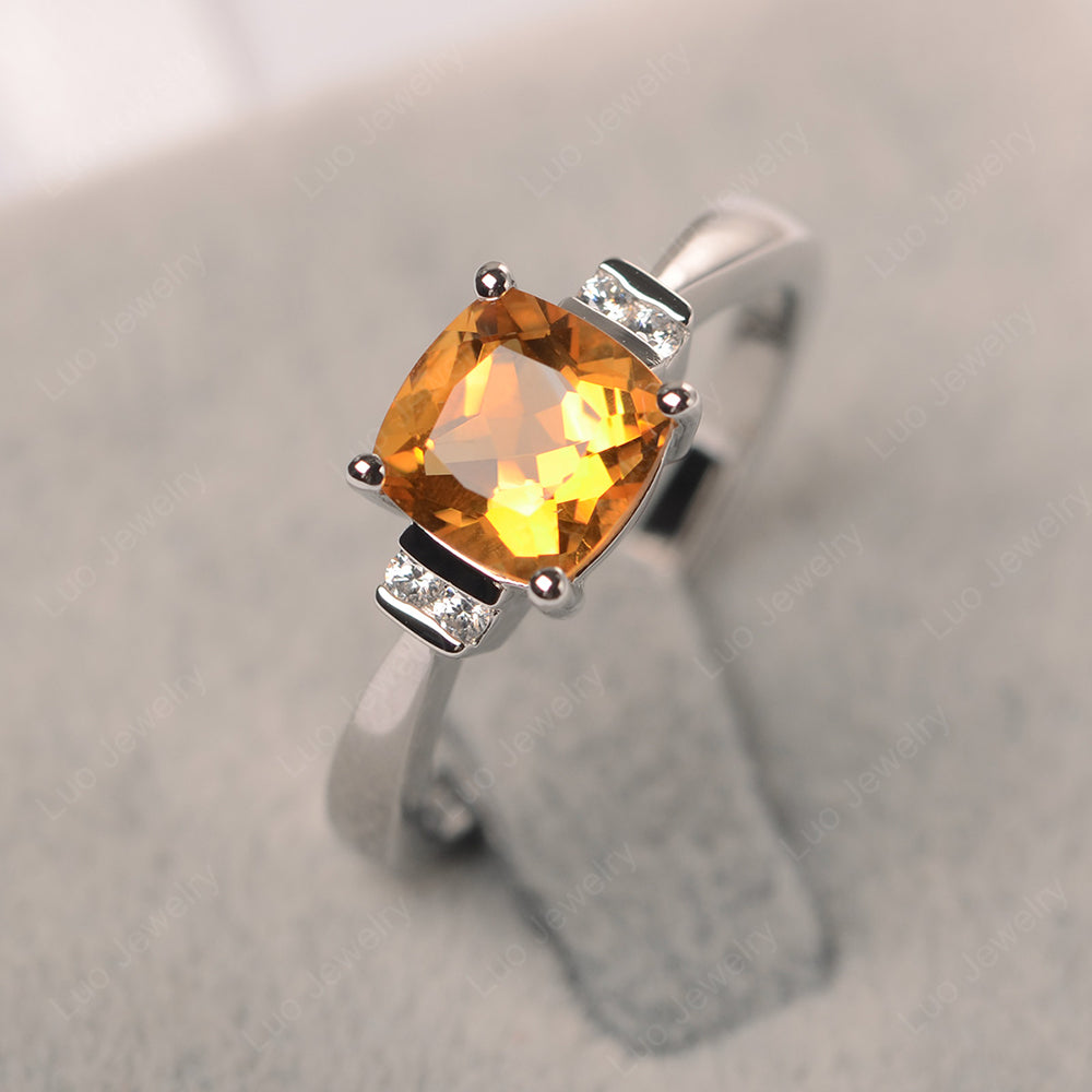 Citrine Cushion Cut Engagement Ring - LUO Jewelry