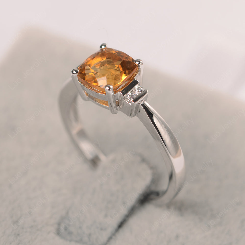 Citrine Cushion Cut Engagement Ring - LUO Jewelry