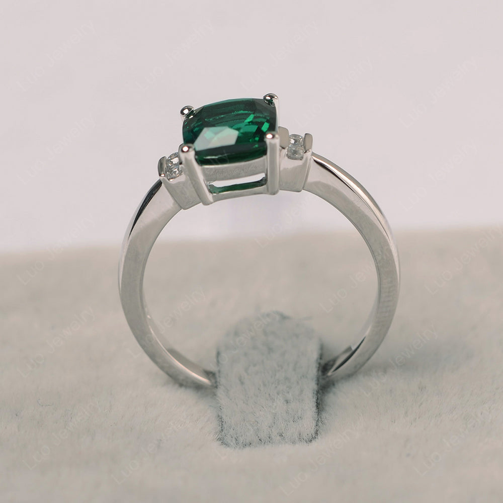 Lab Emerald Cushion Cut Engagement Ring - LUO Jewelry