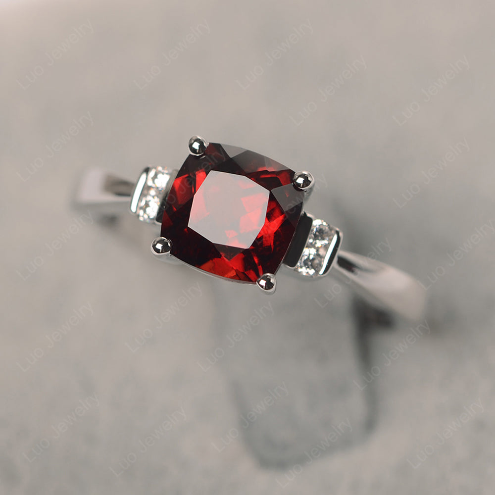 Garnet Cushion Cut Engagement Ring - LUO Jewelry