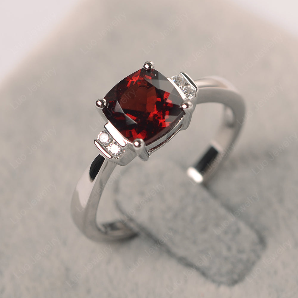 Garnet Cushion Cut Engagement Ring - LUO Jewelry