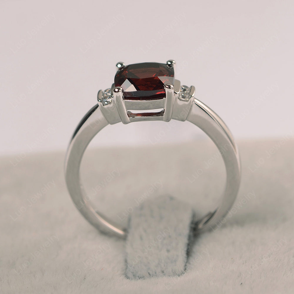 Garnet Cushion Cut Engagement Ring - LUO Jewelry