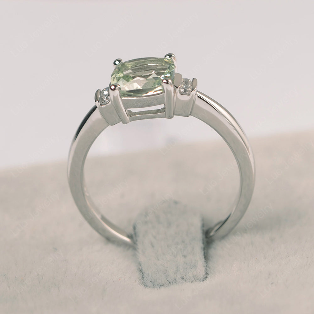 Green Amethyst Cushion Cut Engagement Ring - LUO Jewelry