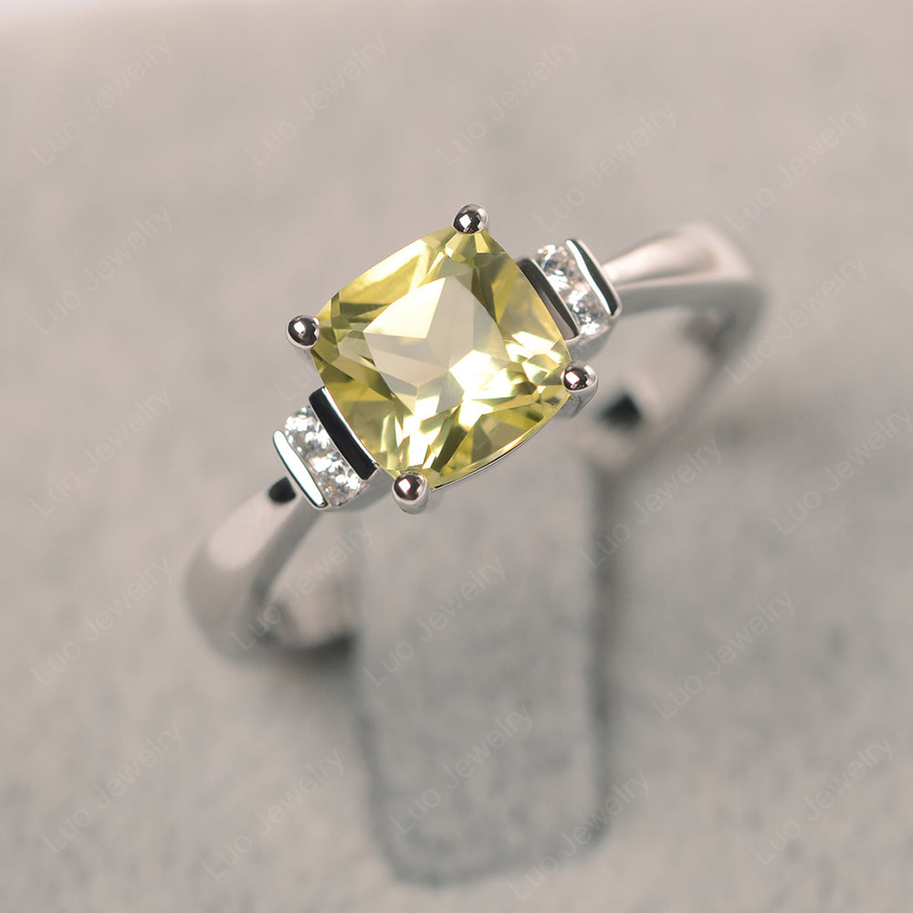 Lemon Quartz Cushion Cut Engagement Ring - LUO Jewelry