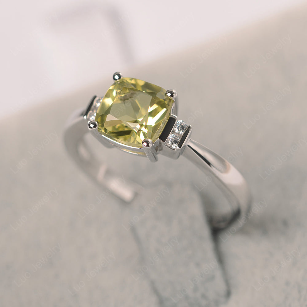 Lemon Quartz Cushion Cut Engagement Ring - LUO Jewelry