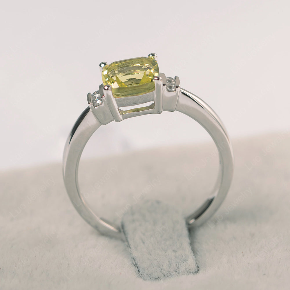 Lemon Quartz Cushion Cut Engagement Ring - LUO Jewelry