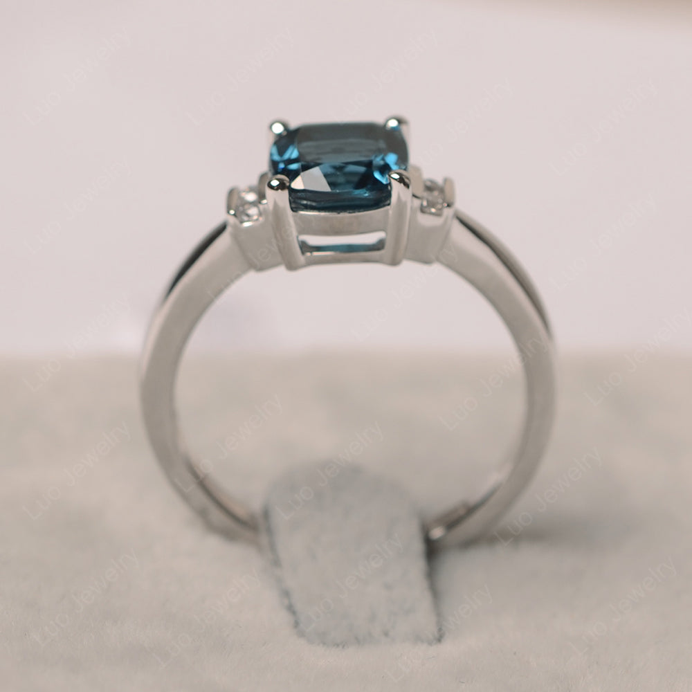 London Blue Topaz Cushion Cut Engagement Ring - LUO Jewelry