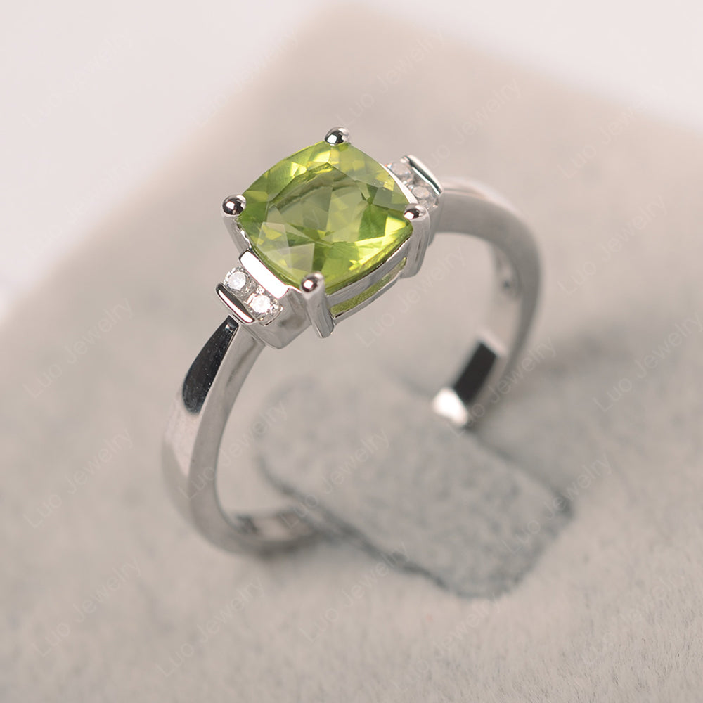 Peridot Cushion Cut Engagement Ring - LUO Jewelry