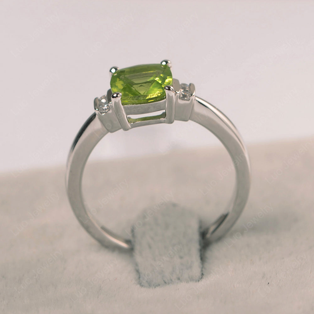 Peridot Cushion Cut Engagement Ring - LUO Jewelry