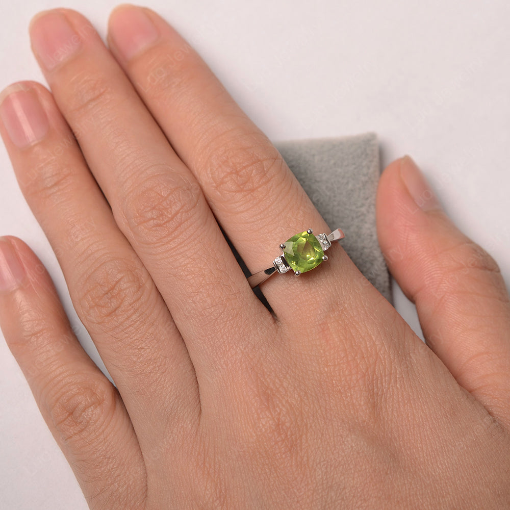 Peridot Cushion Cut Engagement Ring - LUO Jewelry